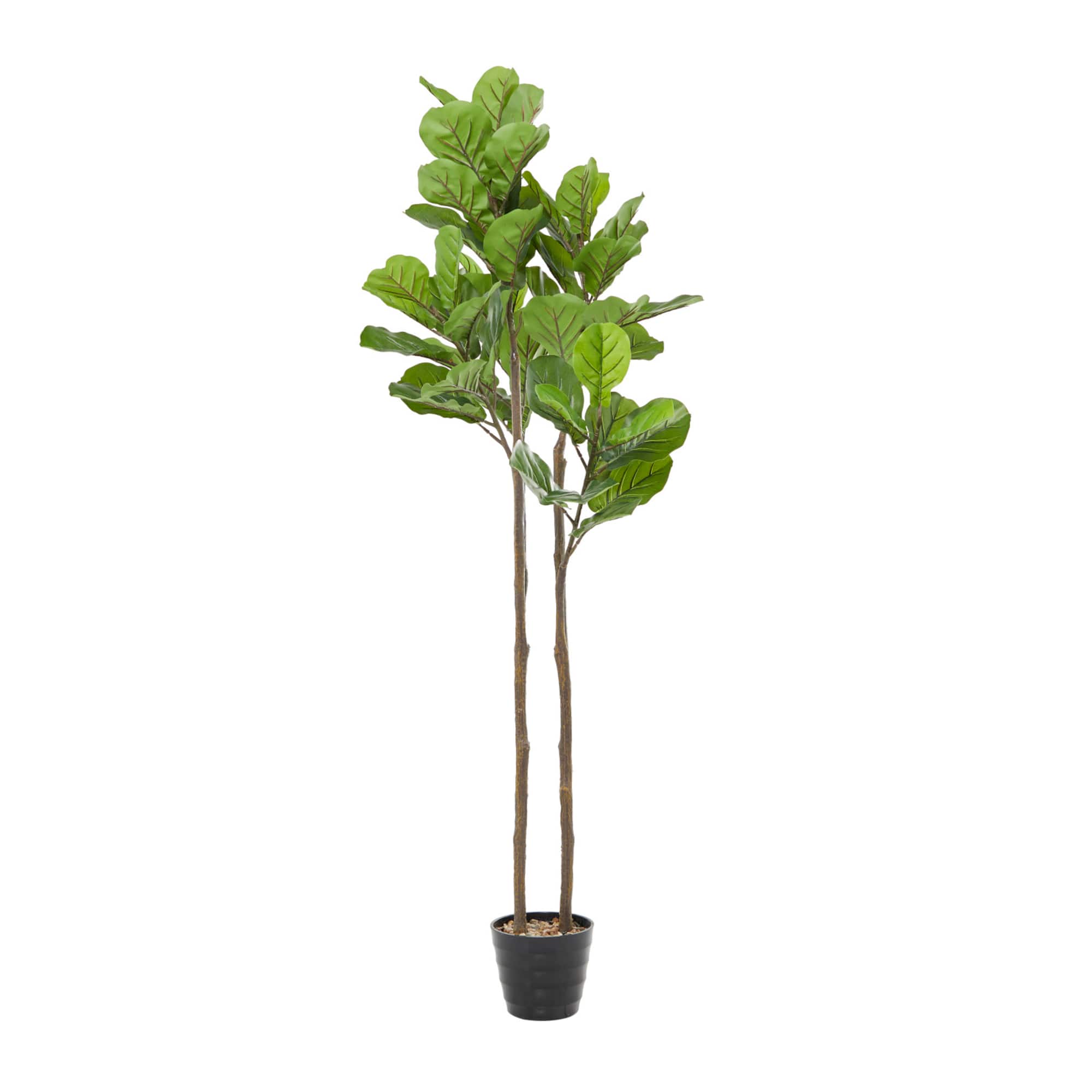 6ft. Green Faux Foliage Fiddle Leaf Artificial Tree with Black Melamine Pot